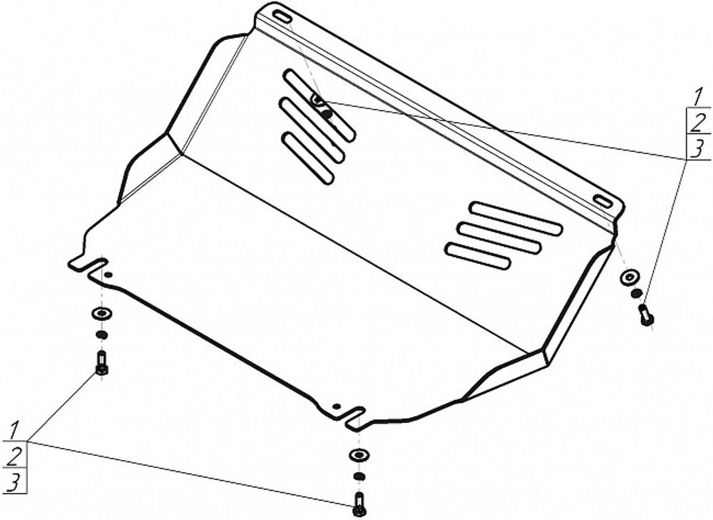 Защита стальная 3 мм Р Mitsubish L200; V=2,4; МКПП c 2015; АКПП с 2019 MOTODOR.11338