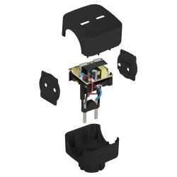 Разветвитель электрический ЭРА SP-2-USB-B на 2 розетки + 2xUSB 2400mA без заземления 10А черный