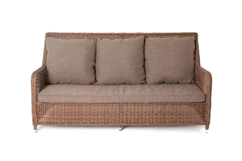 "Гляссе" диван трехместный из искусственного ротанга, цвет коричневый