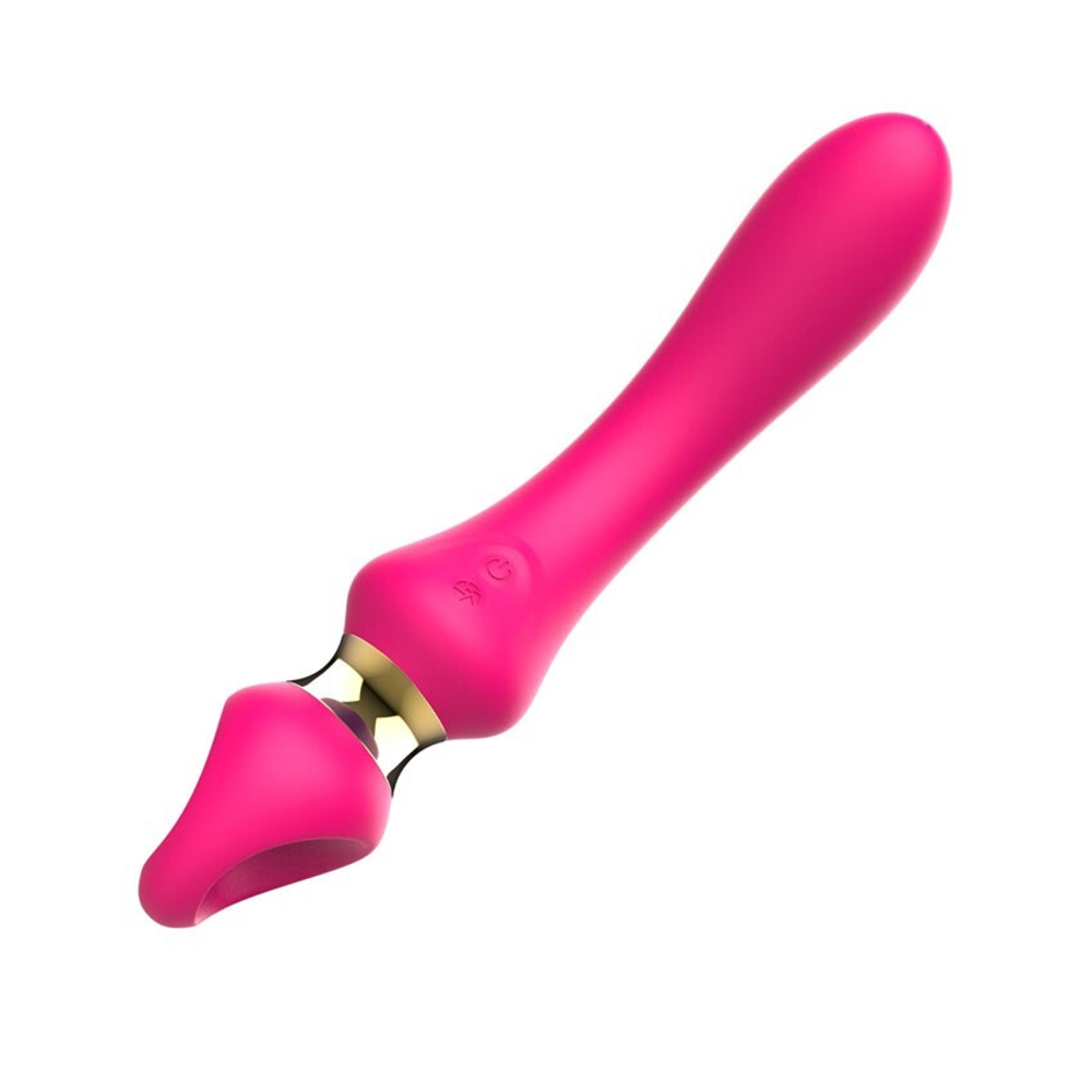Розовый изогнутый вибромассажер Moon Vibrator - 21,1 см. (Цвет: розовый)
