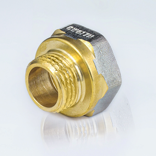 Переход латунный никелированный внутренняя/наружная резьба