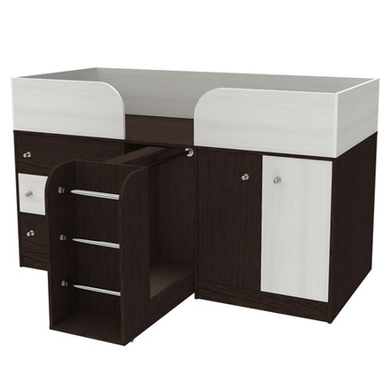 Кровать-чердак КарИВи Малыш 4 Венге Белое Дерево