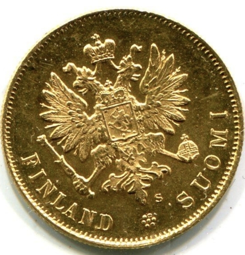 Российская Финляндия 10 марок 1913 года. Золото.