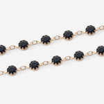 Цепь в цапах "Афродита", 6,5мм, черное ювелирное стекло, позолота