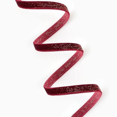 Бархатная лента с золотым люрексом 6 мм