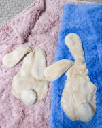 "Вязаный" детский плед из натурального меха рекс "Зайчик" 120х80 см (голубой)