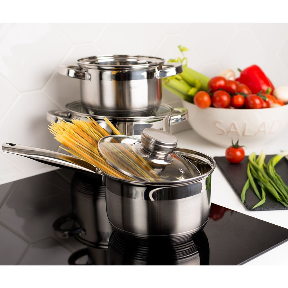 Набор посуды нерж, 6 пр, кастрюли 1.9,2.9,4.75 л, индукц, Daniks, Стандарт PR, SD-6-2