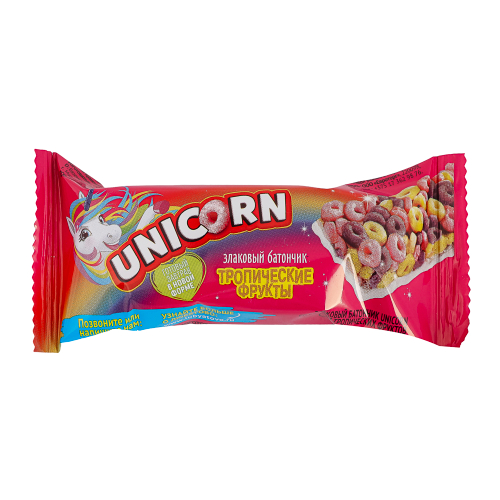 Батончик злаковый UNICORN Тропические фрукты 22 г