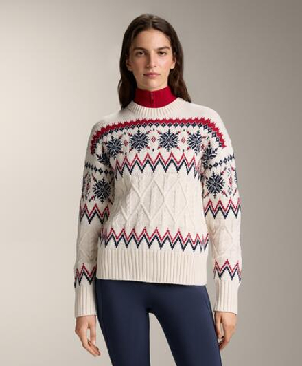 Oysho Вязаный свитер «Снежинки», экрю