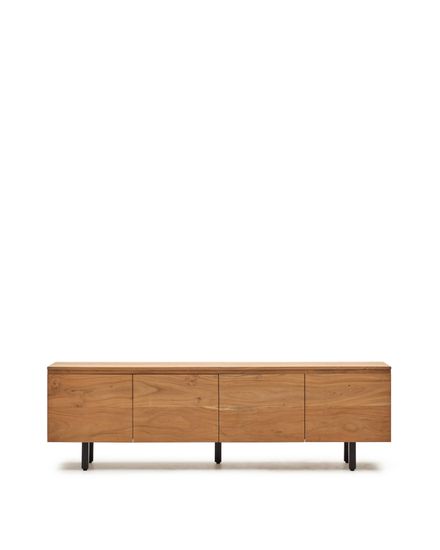 Тумба под телевизор Uxue с 4 дверцами из массива акации с беленой отделкой 200 x 58 см