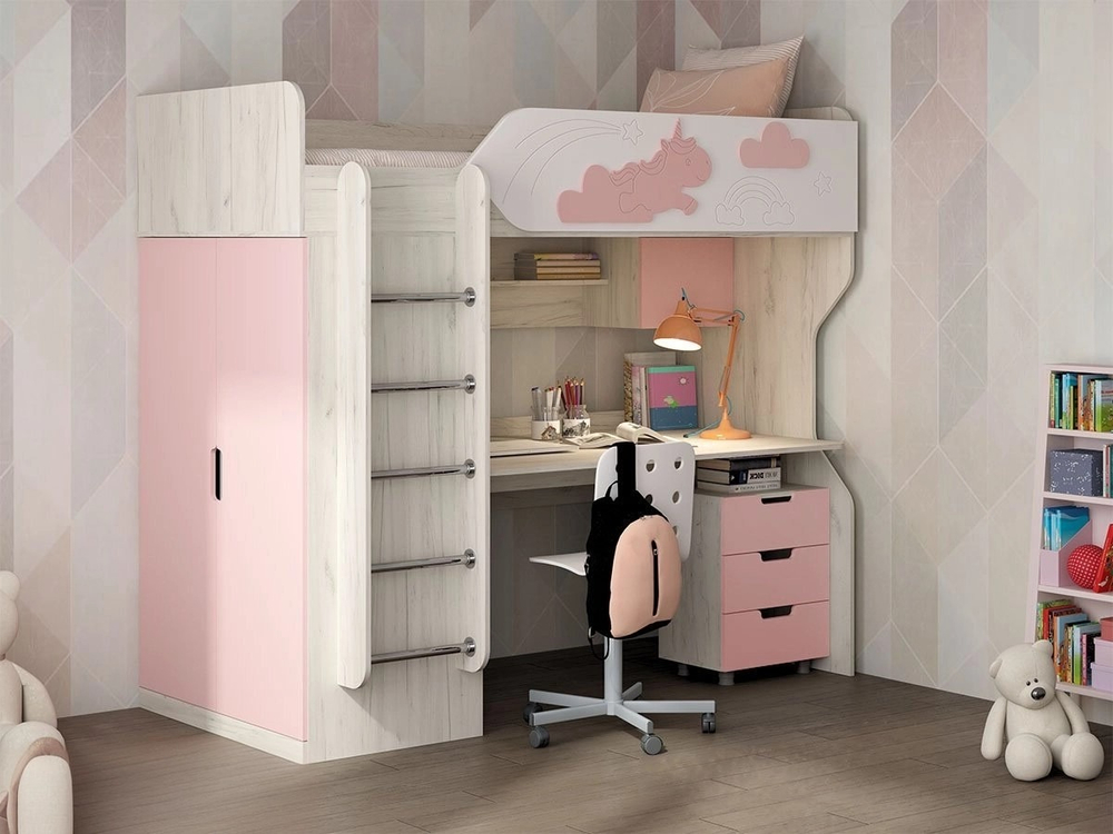 Детская 3Д Кровать чердак ДН-83,ДН-62 левое исполнение