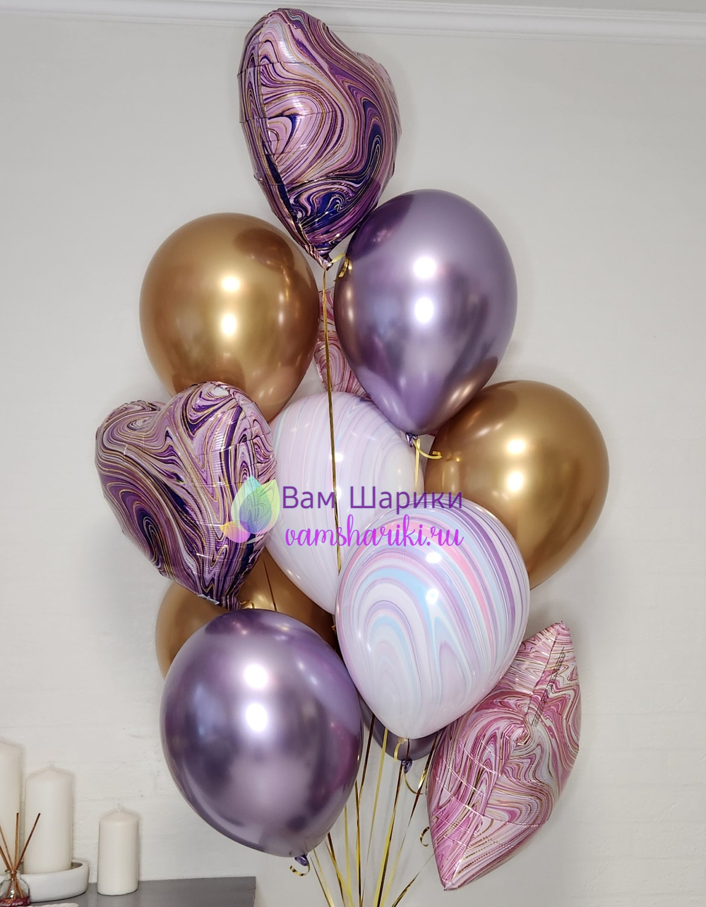 Сердце "Фиолетовый мрамор" 46 см