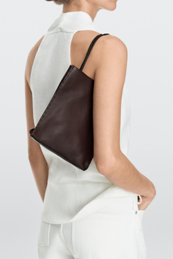 Massimo Dutti Сумка с двумя отделениями из кожи наппа, коричневый