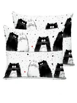 Постельное белье "Tomcat" семейное наволочки 50х70 2шт Простынь на резинке 160х200 см Пододеяльник 145х215 см(2шт) Сказка сатин