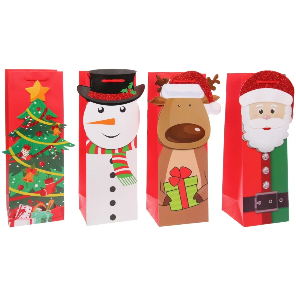 Пакет под бутылку «Зимний мультик» 12*35*9 см