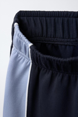 ZARA БРЮКИ С ЛАМПАСАМИ ПО БОКАМ, ТЕМНО-СИНИЙ