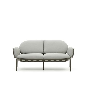 Уличный диван Joncols из серой ткани и зеленым алюминиевым каркасом 164 см