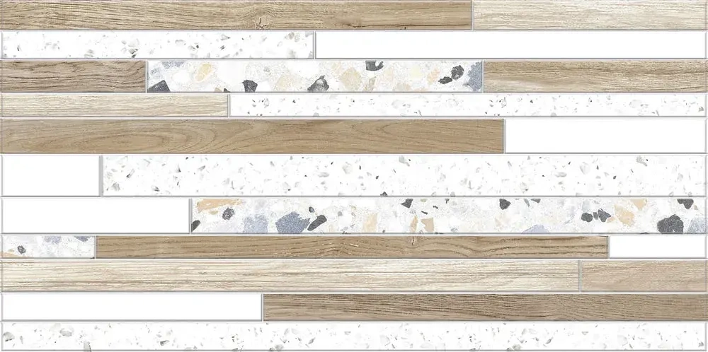 Настенная плитка ALMA Ceramica TWU09BLB024 Bilbao 50x24.9 микс глянцевая рельефная под полосы