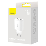 Зарядное устройство Baseus Compact Charger 3U 17W - White