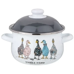 Кастрюля agness эмалированная с эмал.крышкой серия family farm, 2.0 л, 18*11 см
