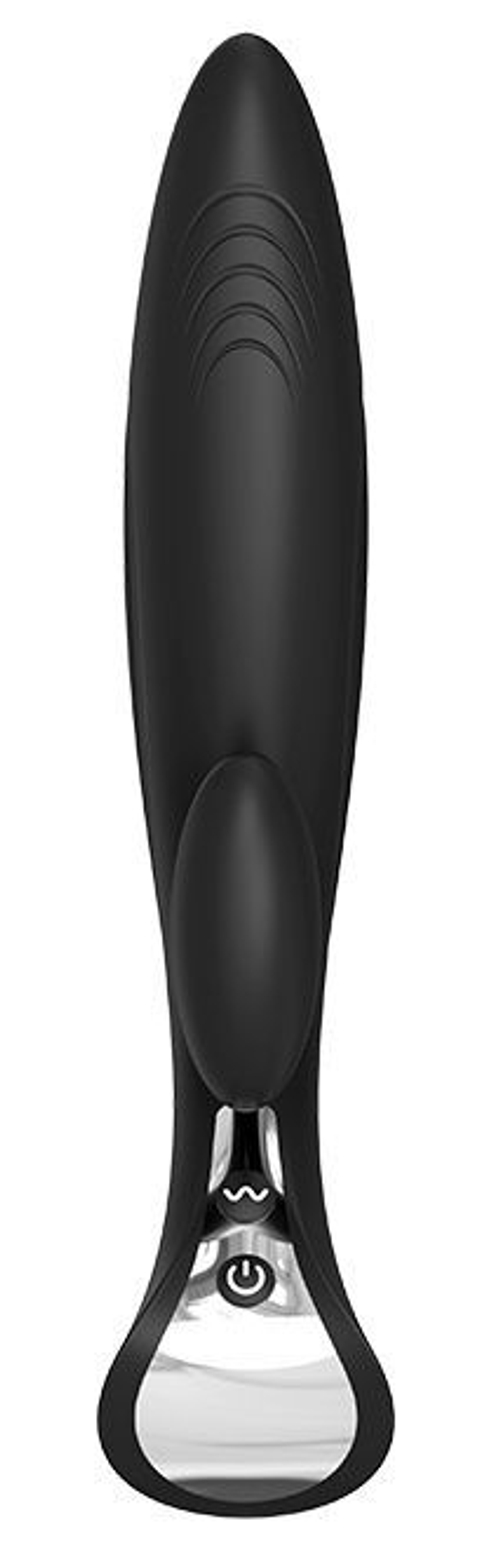 Черный вибромассажер с клиторальным отростком THRILLING STARSHIP - 21,8 см.