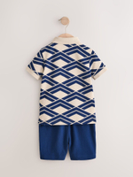 Поло и шорты в комплекте для мальчика Next E63-604, Темно-синий, Молочный