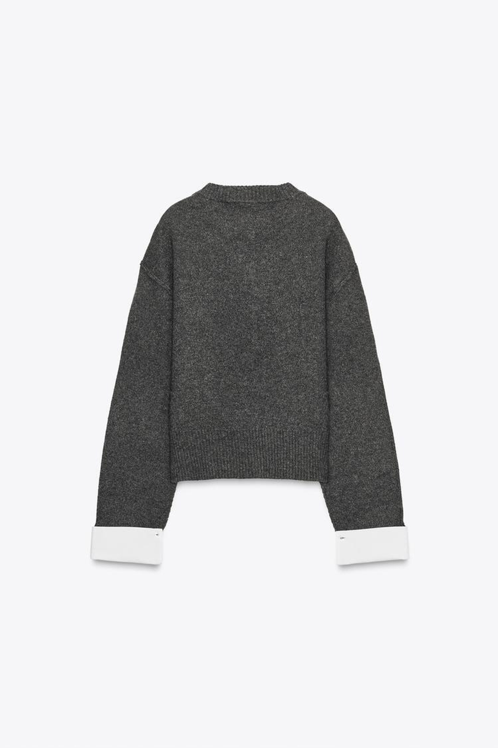 ZARA КАРДИГАН С КОНТРАСТНЫМИ ДЕТАЛЯМИ, СЕРЫЙ МЕЛАНЖ