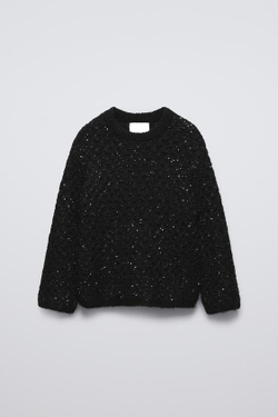 ZARA СВИТЕР С ПАЙЕТКАМИ, ЧЕРНЫЙ