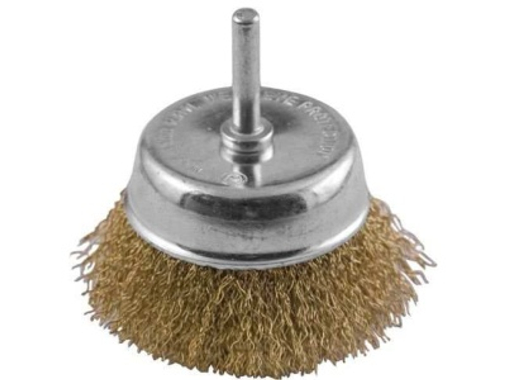 Корщетка КУРС чашечная со шпилькой стальная латунированная волнистая проволока 50мм