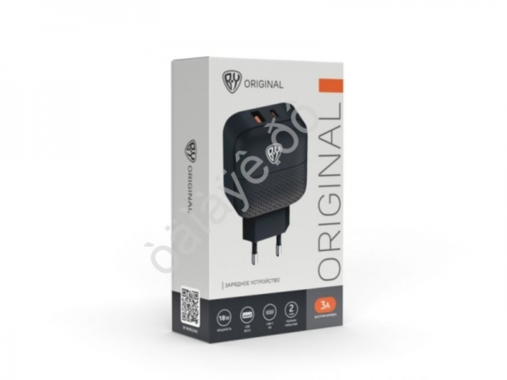 Зарядное устройство сетевое 220В, Модерн, QC3.0 USB+TYPE-C PD, 3А, 12В, черный BY Original  916252