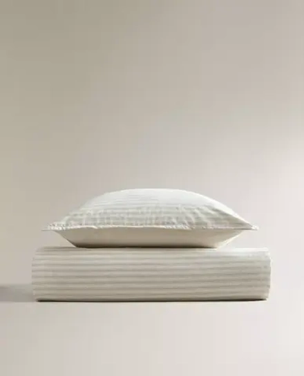 ZARA HOME ДЕТСКИЙ ДВУСТОРОННИЙ ПОДОДЕЯЛЬНИК В ПОЛОСКУ, СИНИЙ