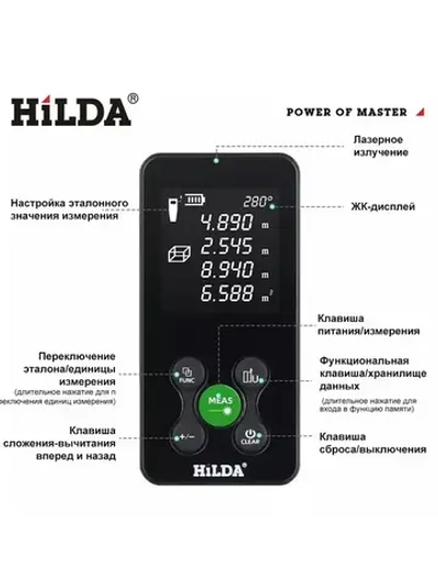 HILDA Лазерный дальномер,лазерный уровень зеленый луч,120CM