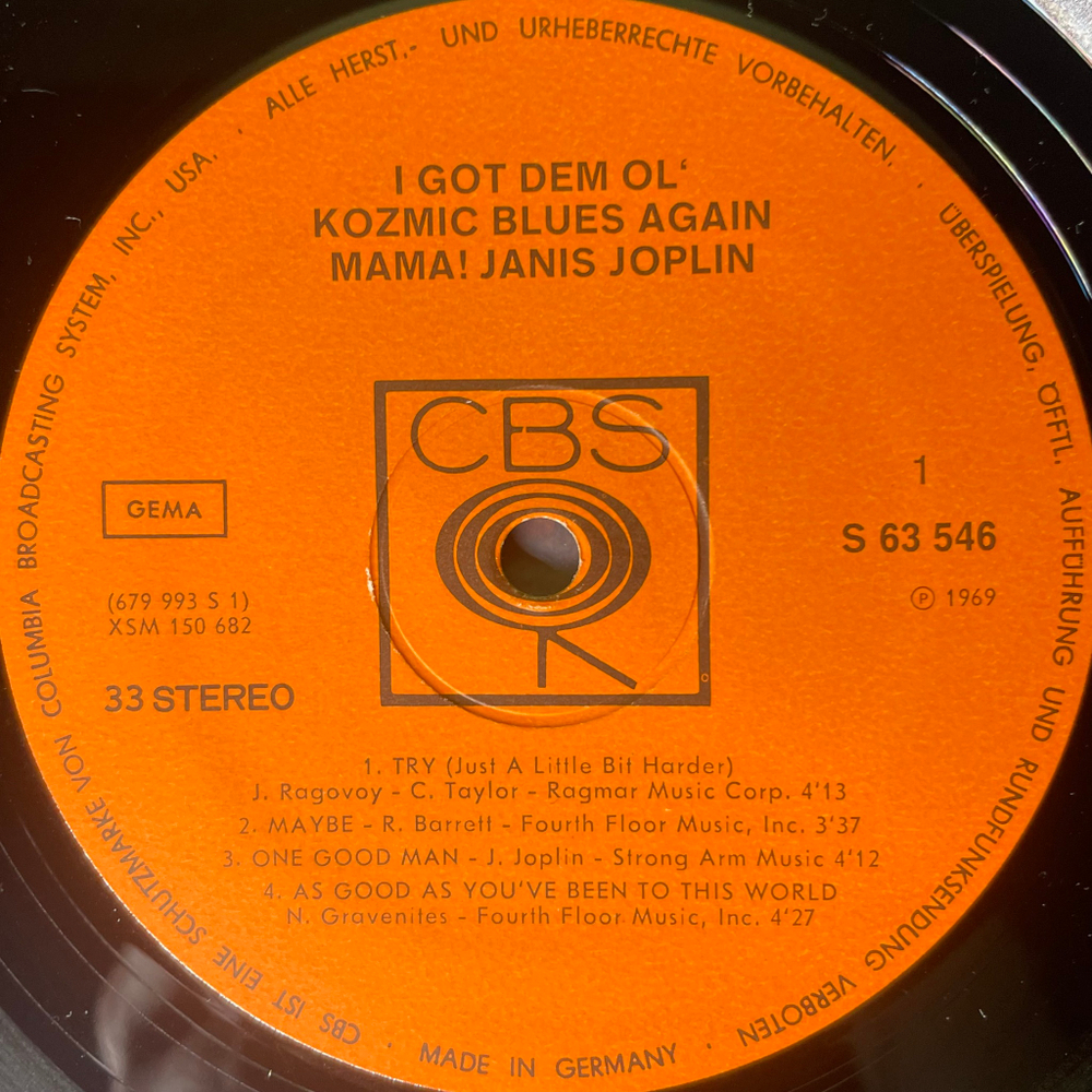 Janis Joplin ‎– I Got Dem Ol' Kozmic Blues Again Mama! (Германия 1969г.)