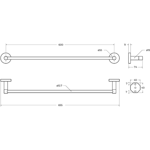 Полотенцедержатель Cezares Relax RELAX-TH-65-GM Оружейная сталь