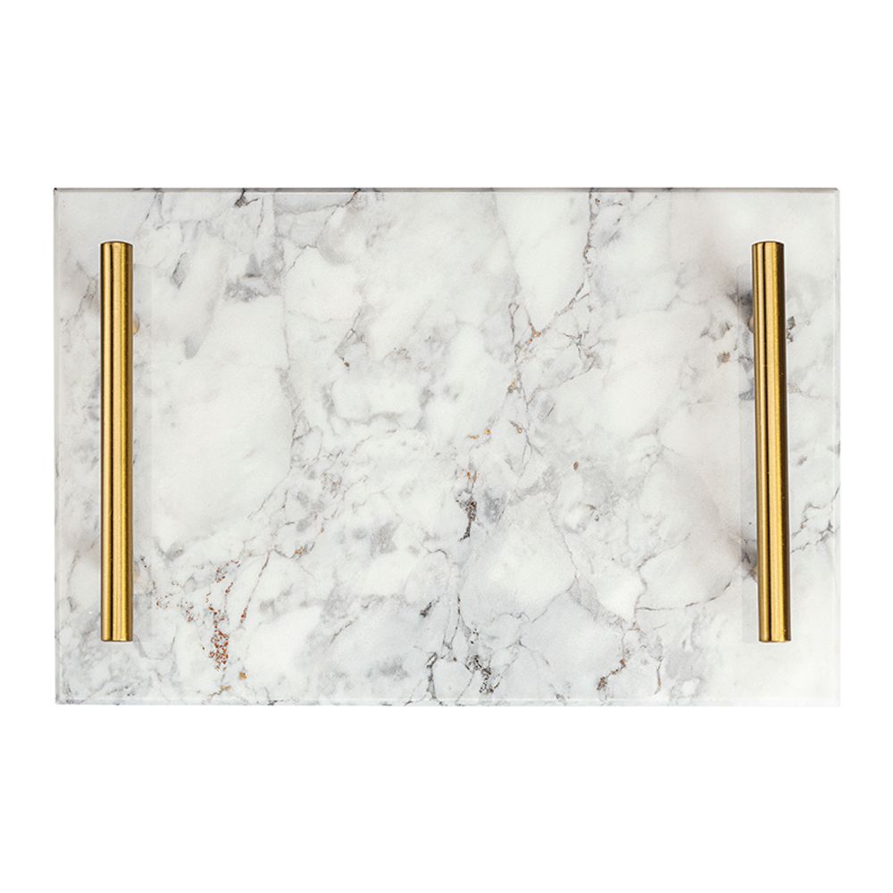 Поднос Marm, 30х20 см, белый мрамор