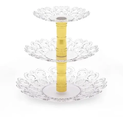 Фруктовница Свадебный переполох 3-х ярусная (прозрач.) (комплект 15 шт)
