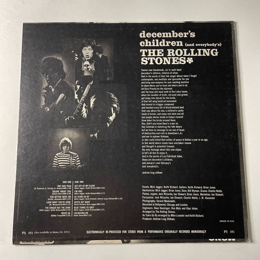 Винтажная виниловая пластинка LP The Rolling Stones Decembers Children (And Everybody's) (USA 1971)