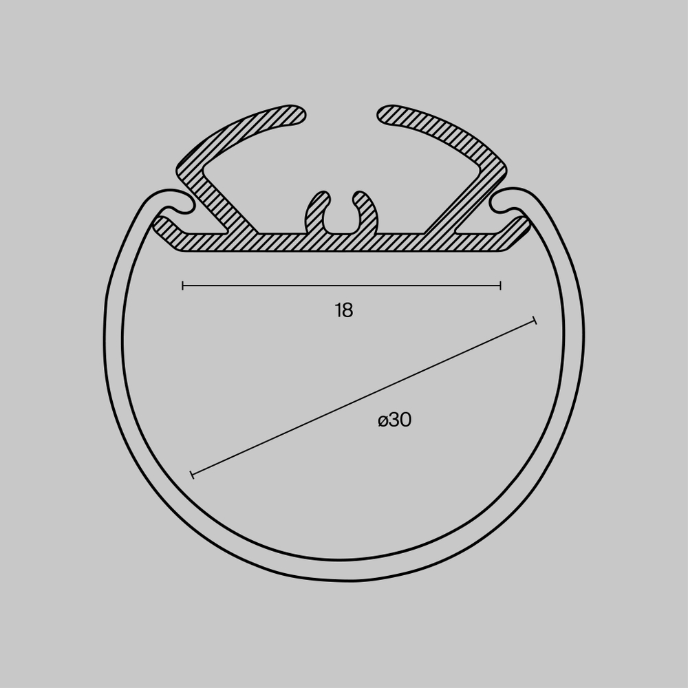 Профиль Led Strip ALM-D30-S-2M