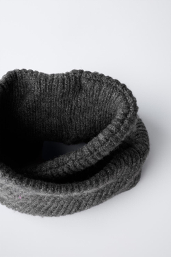 ZARA БАЗОВЫЙ ТРИКОТАЖНЫЙ СНУД, СЕРЫЙ МЕЛАНЖ