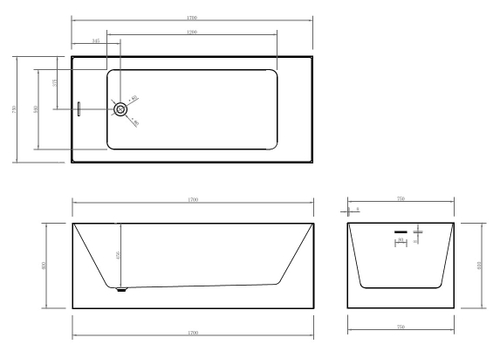 Акриловая ванна ABBER AB9274-1.7 белая