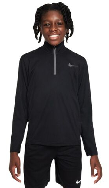Детская теннисная футболка Nike Boys Dri-Fit Poly+ 1/4 Zip - black/reflective silver
