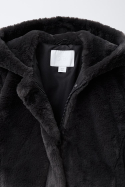 ZARA КУРТКА С КАПЮШОНОМ И ОТДЕЛКОЙ ПОД МЕХ, АНТРАЦИТОВО-СЕРЫЙ