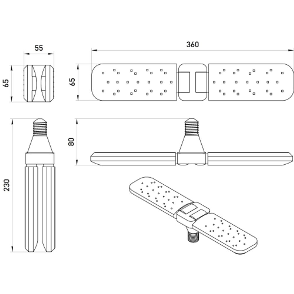 Фитолампа для растений светодиодная ЭРА GREEN LINE ФИТО-20W-PFR-E27-GR 2-х лепестковая полного спектра 20 Вт Е27 | Фитолампы Е27
