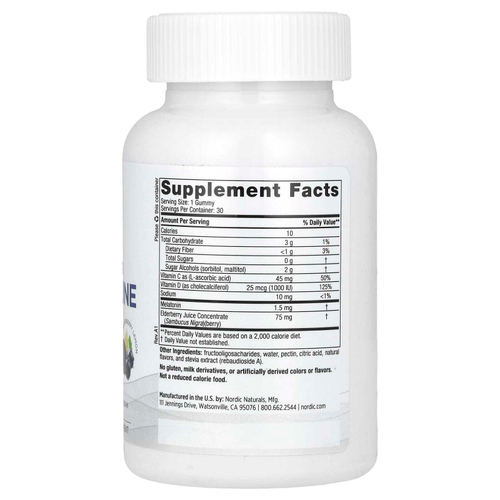 Nordic Naturals, жевательные таблетки для улучшения иммунитета и сна, без сахара, бузина и лимон, 30 жевательных таблеток