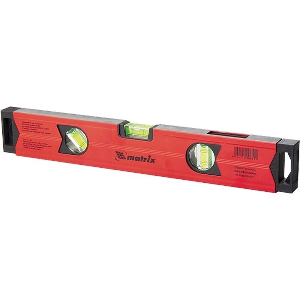 34708 Уровень алюминиевый магнитный, 800мм, фрезерованный, 3 глазка (1 зеркальный), усиленный/ Matrix