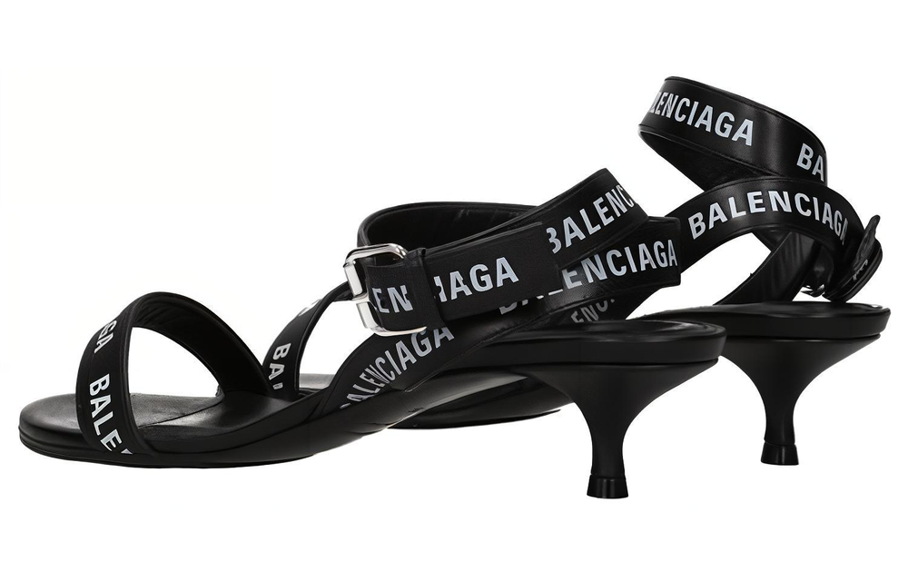 Balenciaga Leather One Strap Sandals 4cm Women"s Black