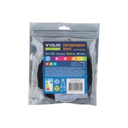 ULS-Q221 5050-60LED-m-10mm-IP20-DC12V-14.4W-m-5M-RGB Гибкая светодиодная лента на самоклеящейся основе. Катушка 5 м. в герметичной упаковке. RGB. ТМ Volpe.