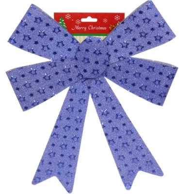 Бант на ёлку «Звездопад» 28*37 см, Синий