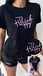 Футболка Clever Fashion 0018 Think Happy, черный 012