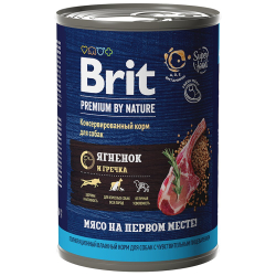 Brit Premium By Nature консервы для собак с чувствительным пищеварением с ягненком и гречкой 410 г (банка)